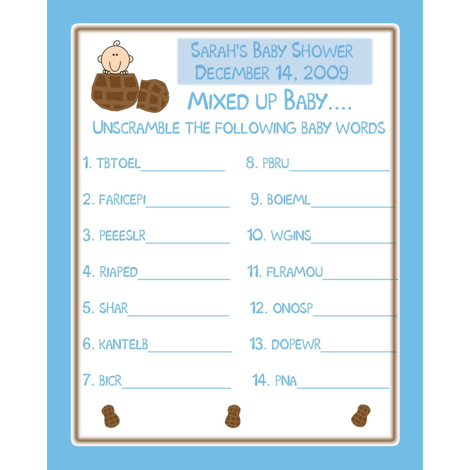 Free Printable Baby Shower Games Unscramble Words Printable Templates