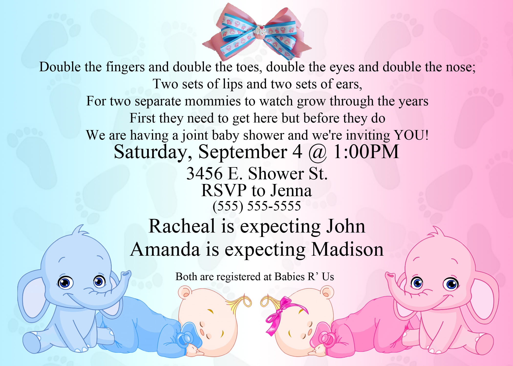 Baby Shower Invitation Ideas For Twins FREE Printable Baby Shower 