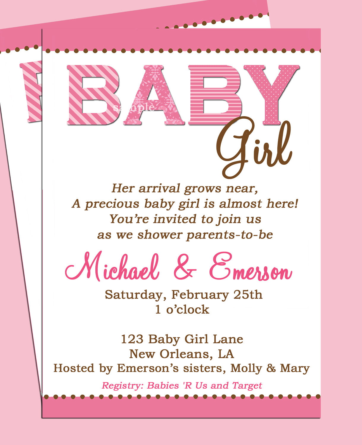 Baby Shower Invitation Wording For A Girl FREE Printable Baby Shower Invitations Templates