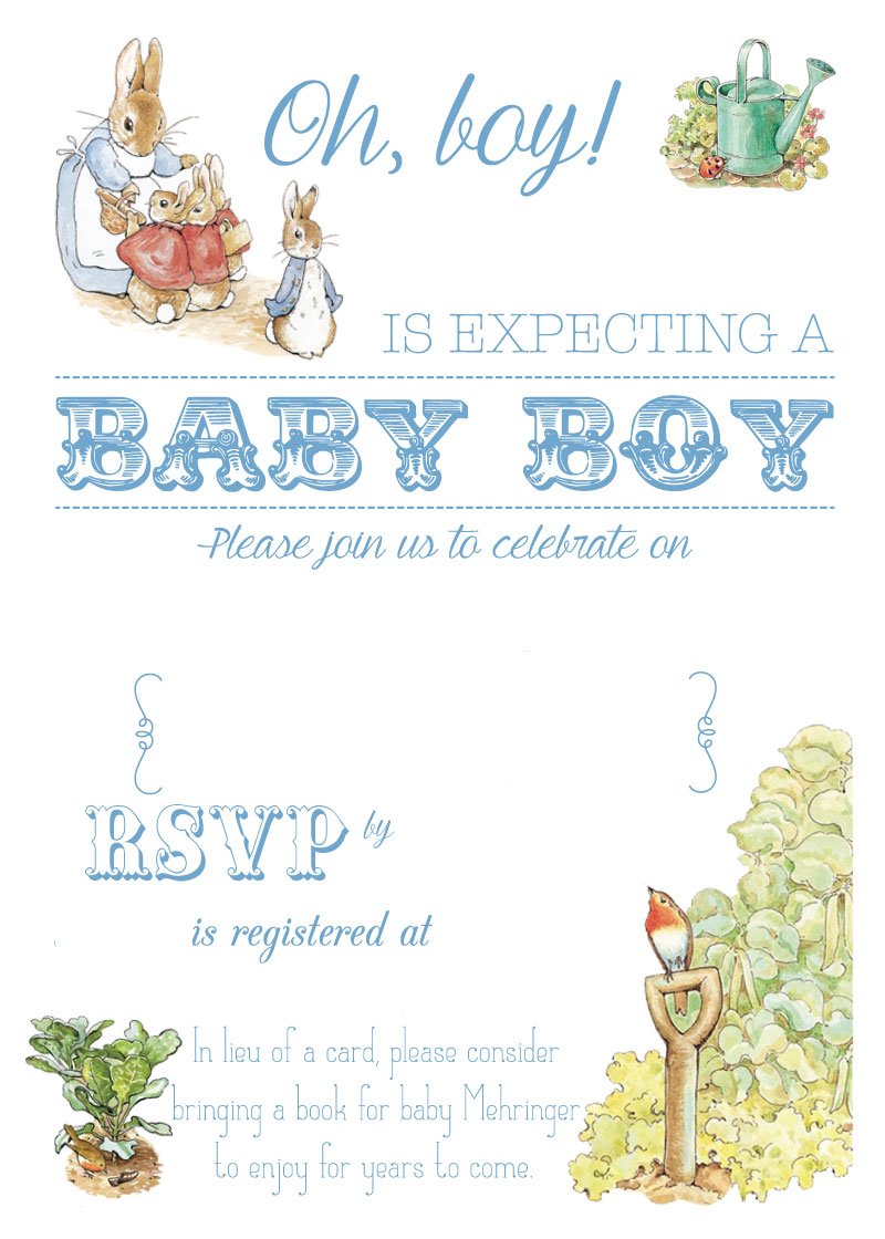 Free Printable Peter Rabbit Baby Shower Invitation Beeshower
