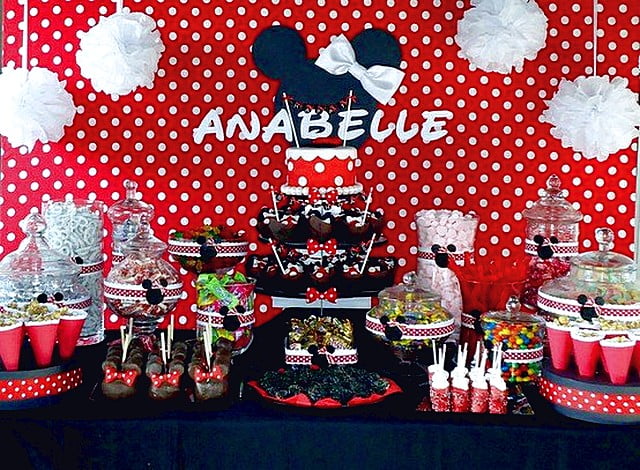 minnie mouse baby shower table decorations