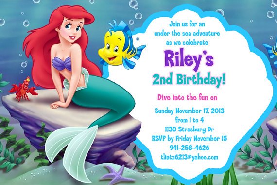 Free Little Mermaid Birthday Invitations Templates 8