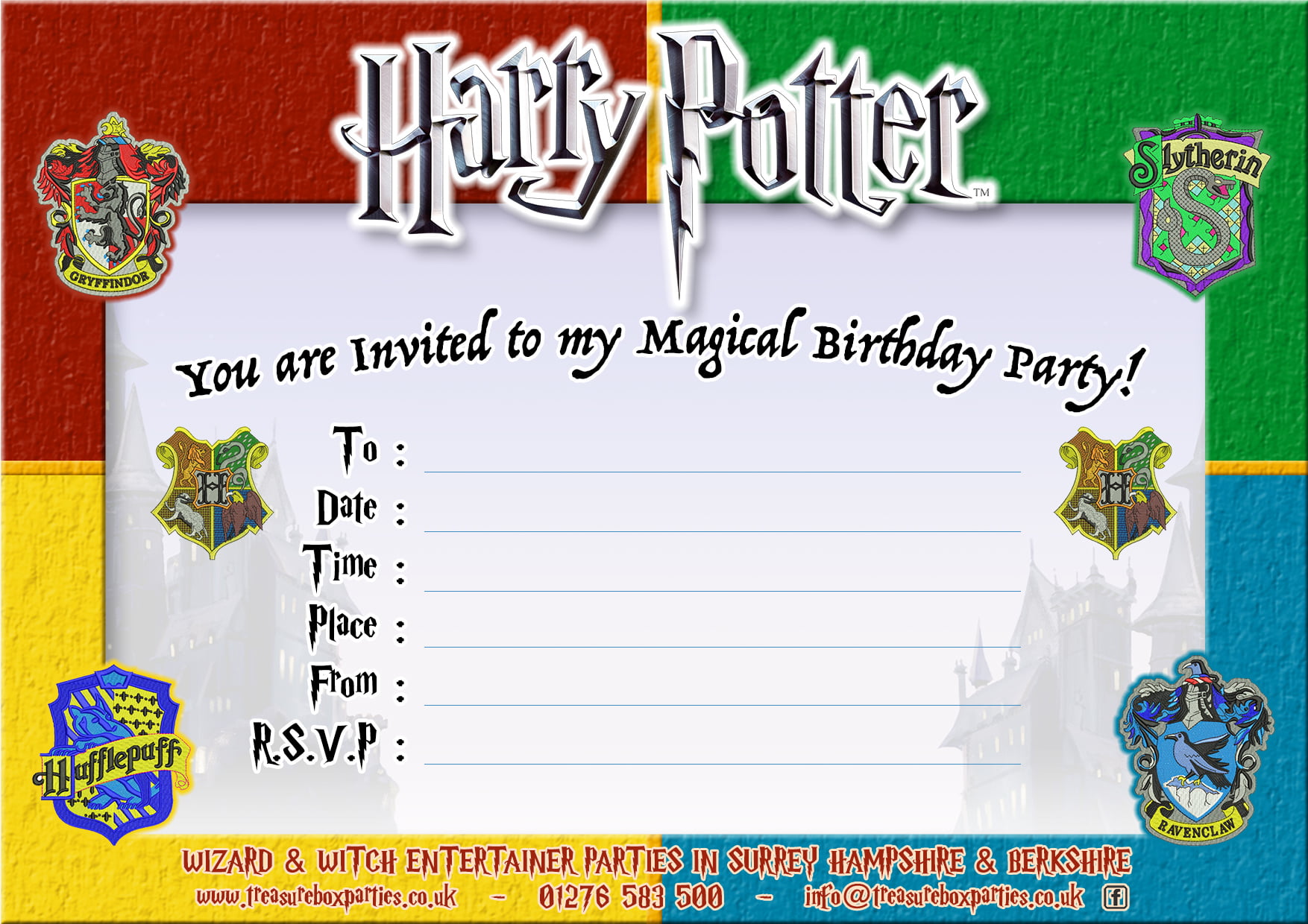 Free Printable Editable Harry Potter Birthday Invitations Minimalist 