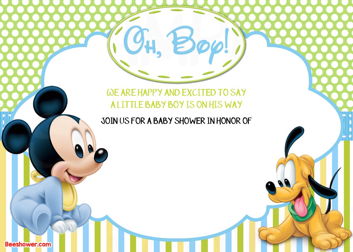 NEW FREE Printable Mickey Mouse Baby Shower Invitation Template FREE 