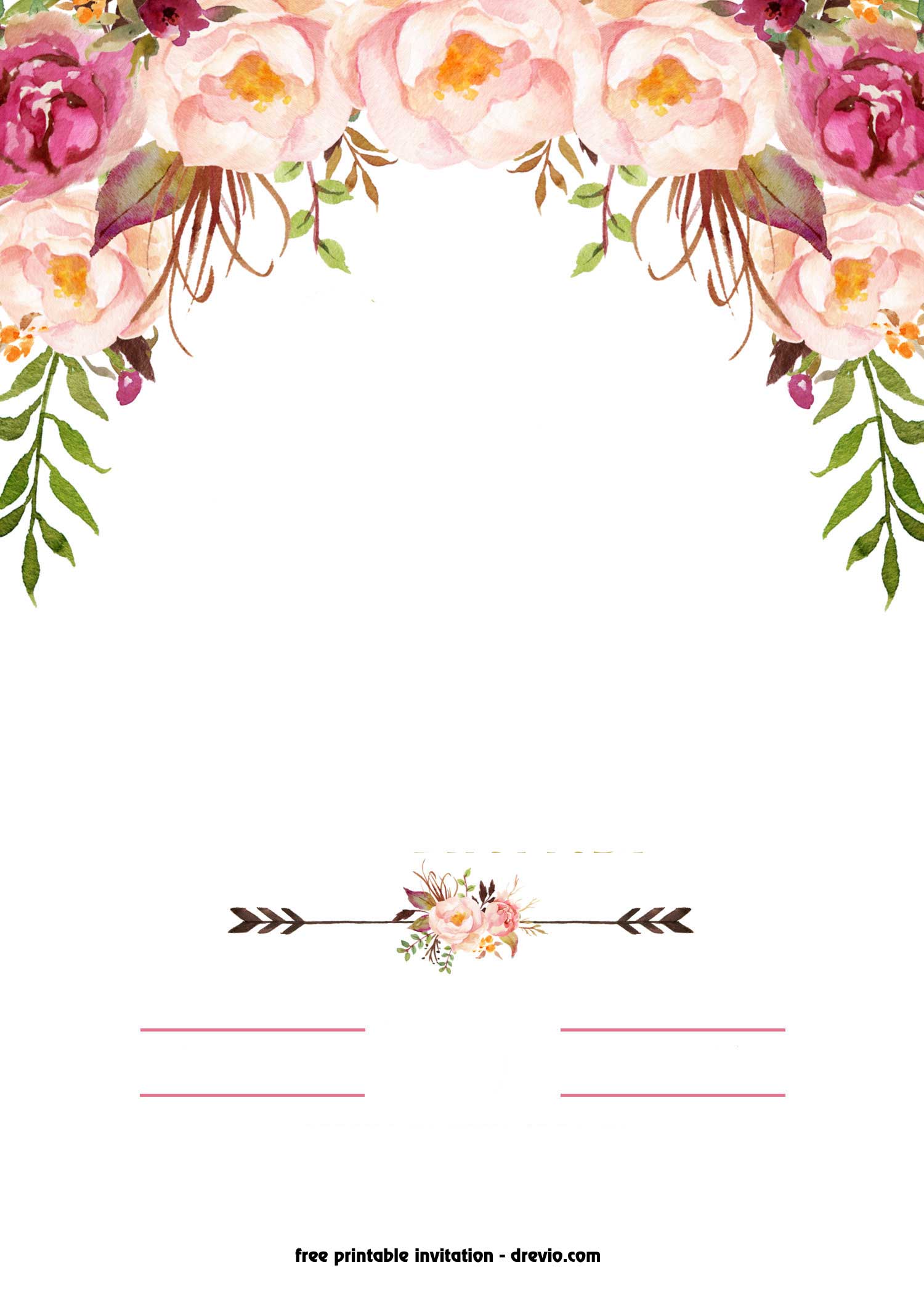 FREE Printable Boho Chic Flower Baby Shower Invitation Template FREE