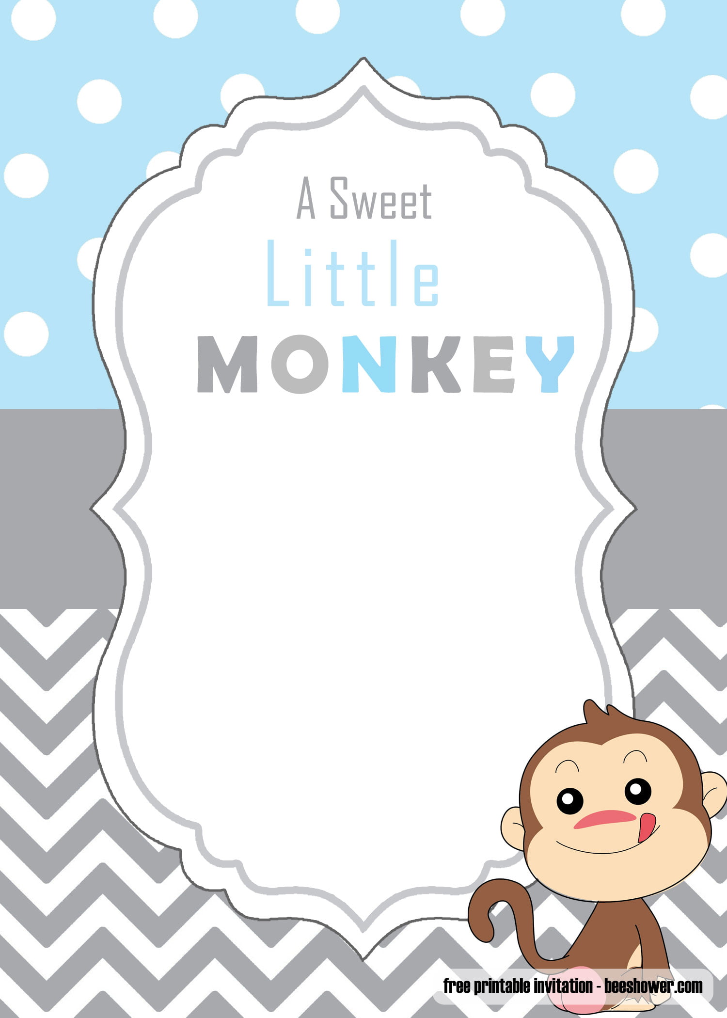 FREE Cute Monkey Baby Shower Invitations Templates FREE Printable 