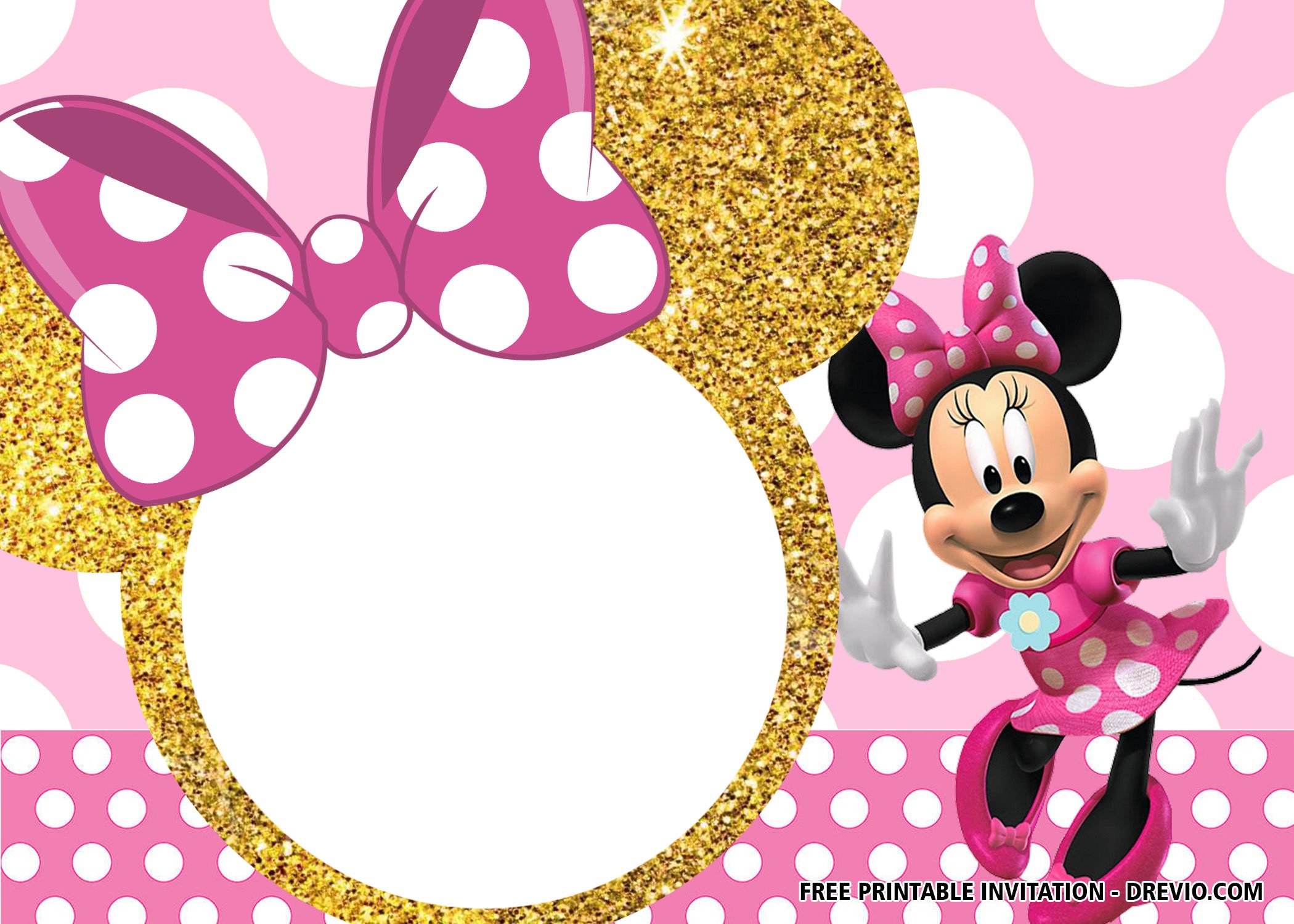 FREE Pink And Gold Minnie Mouse Invitation Templates FREE Printable 