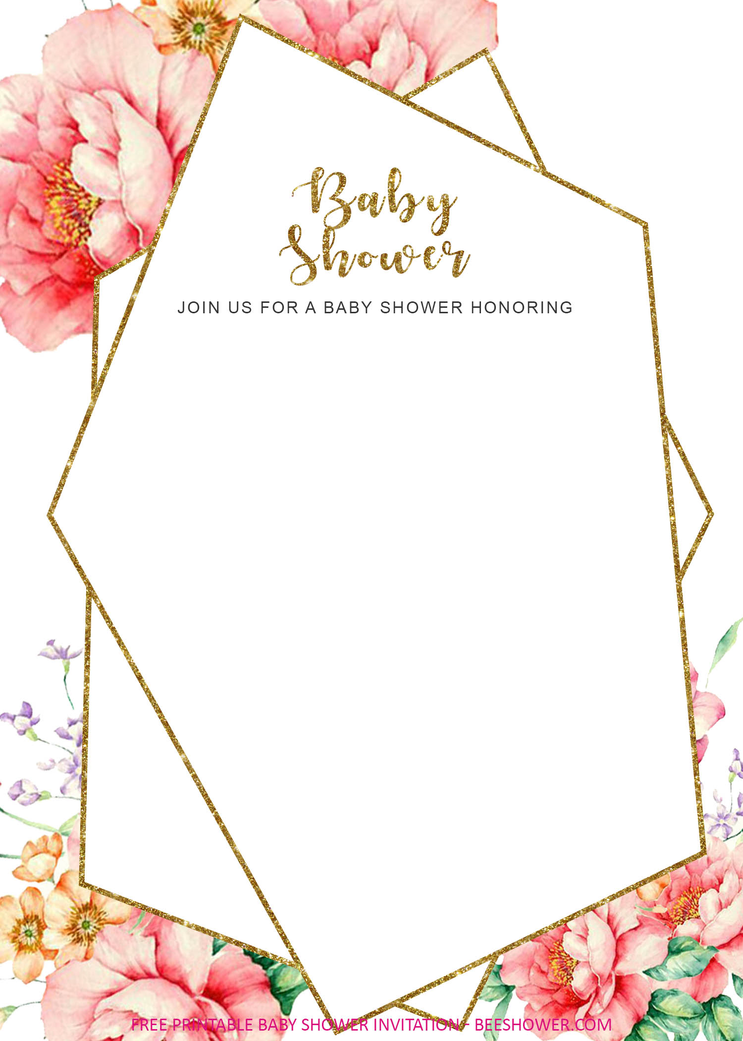 pink and gold baby shower invitations free