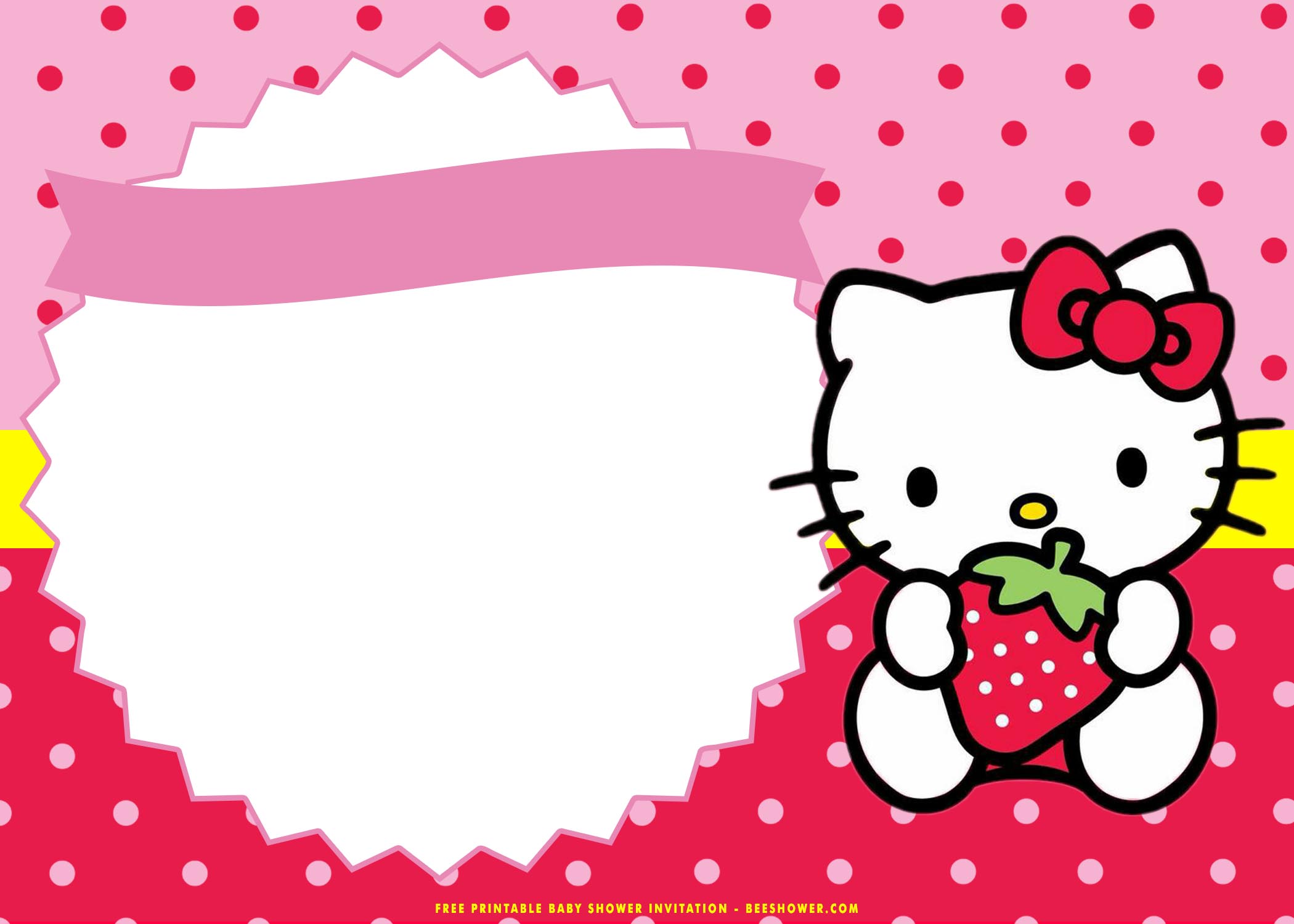 (FREE Printable) Cute Hello Kitty Baby Shower Invitation Templates
