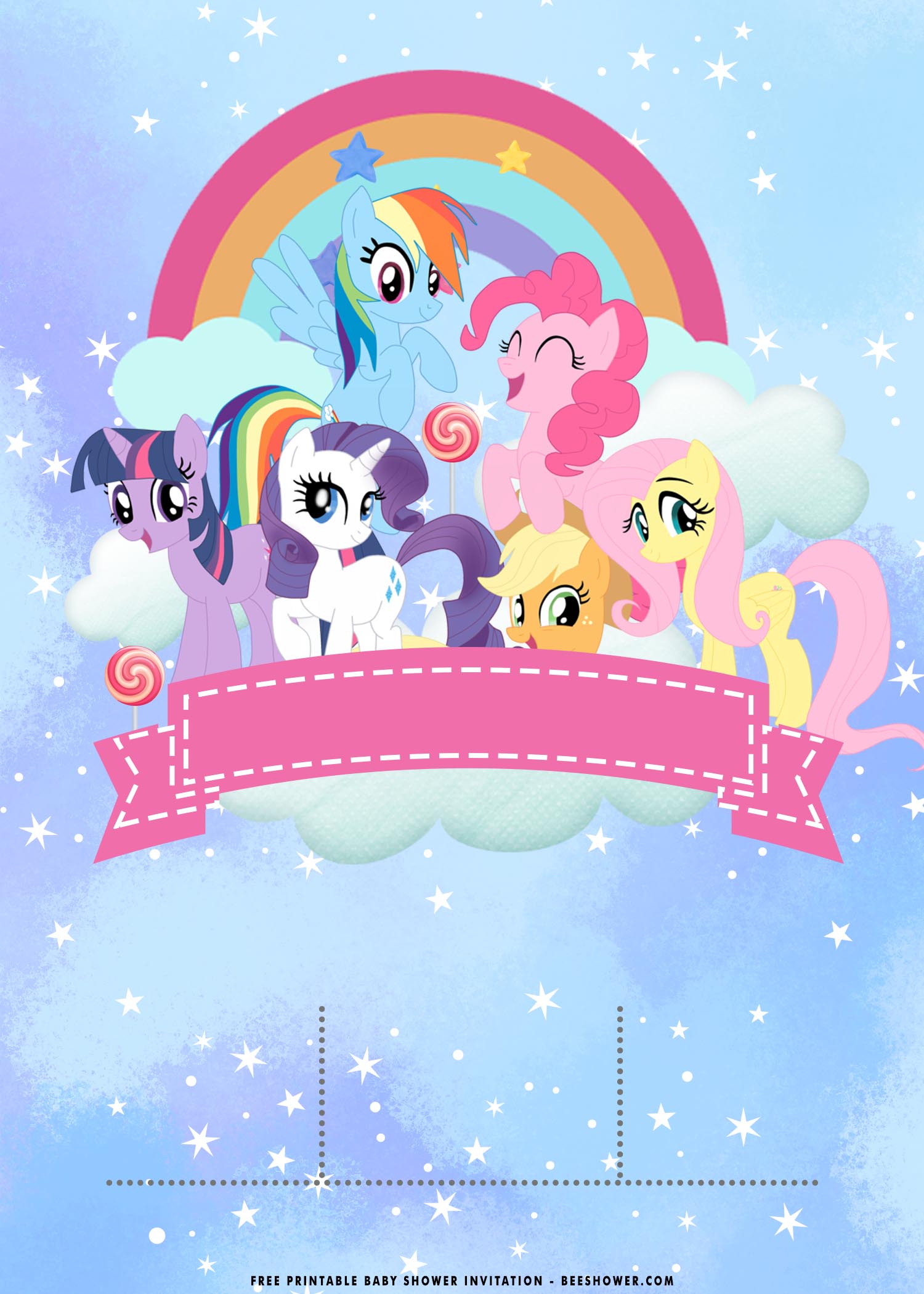  FREE Printable Rainbow Little Pony Birthday Invitation Templates FREE Printable Baby