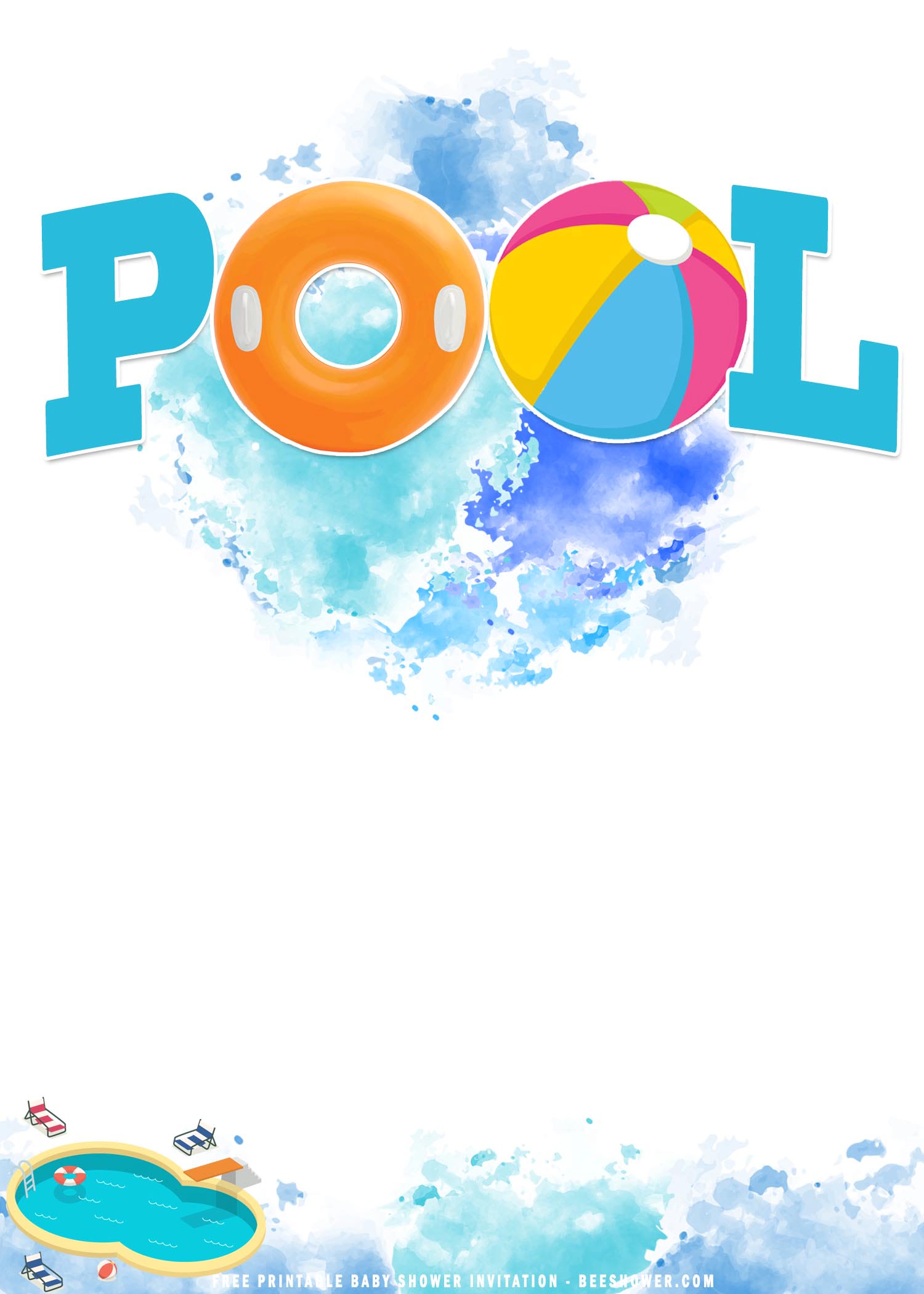 (FREE Printable) Summer Pool Birthday Party Invitation Templates