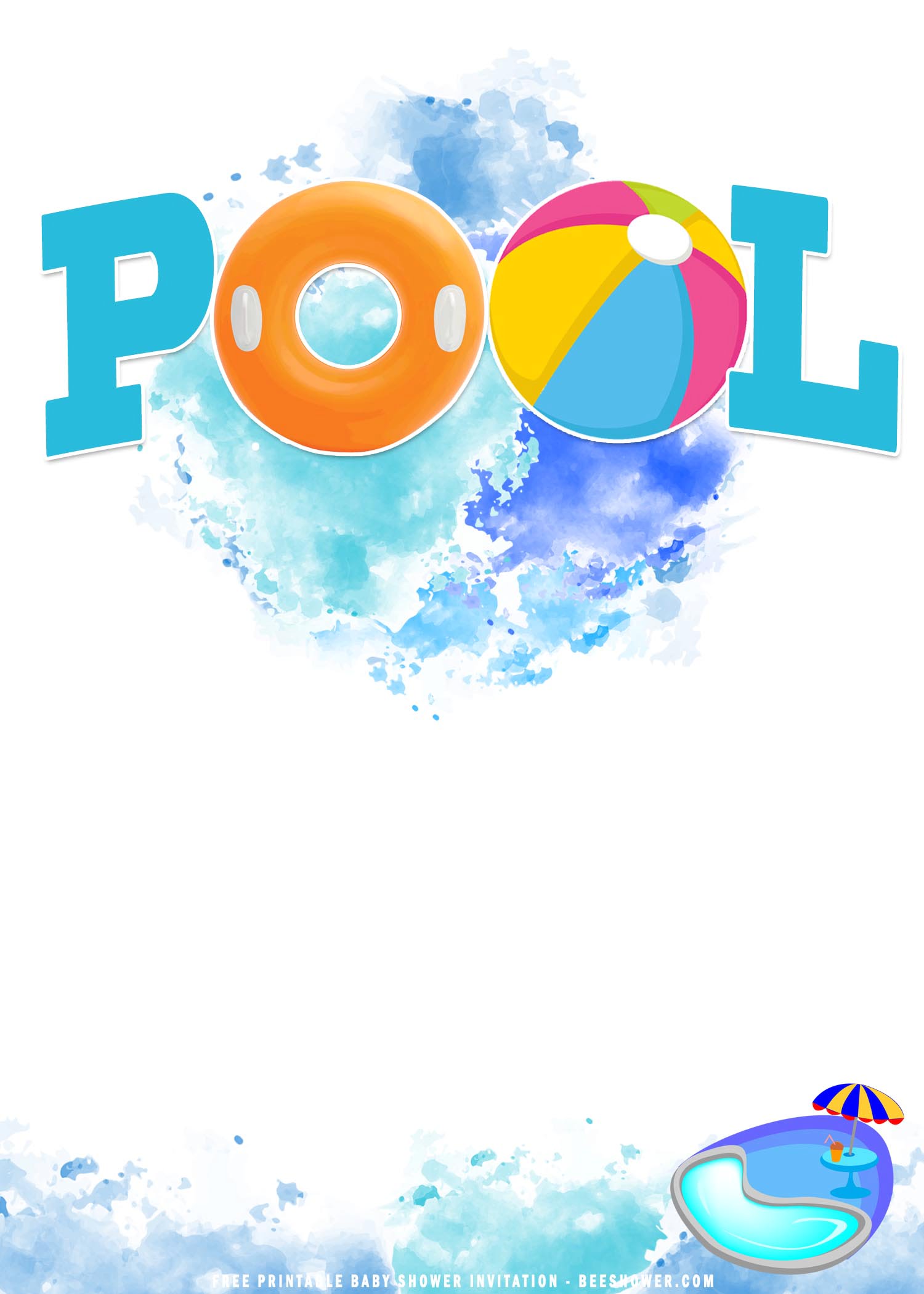 (FREE Printable) – Summer Pool Birthday Party Invitation Templates