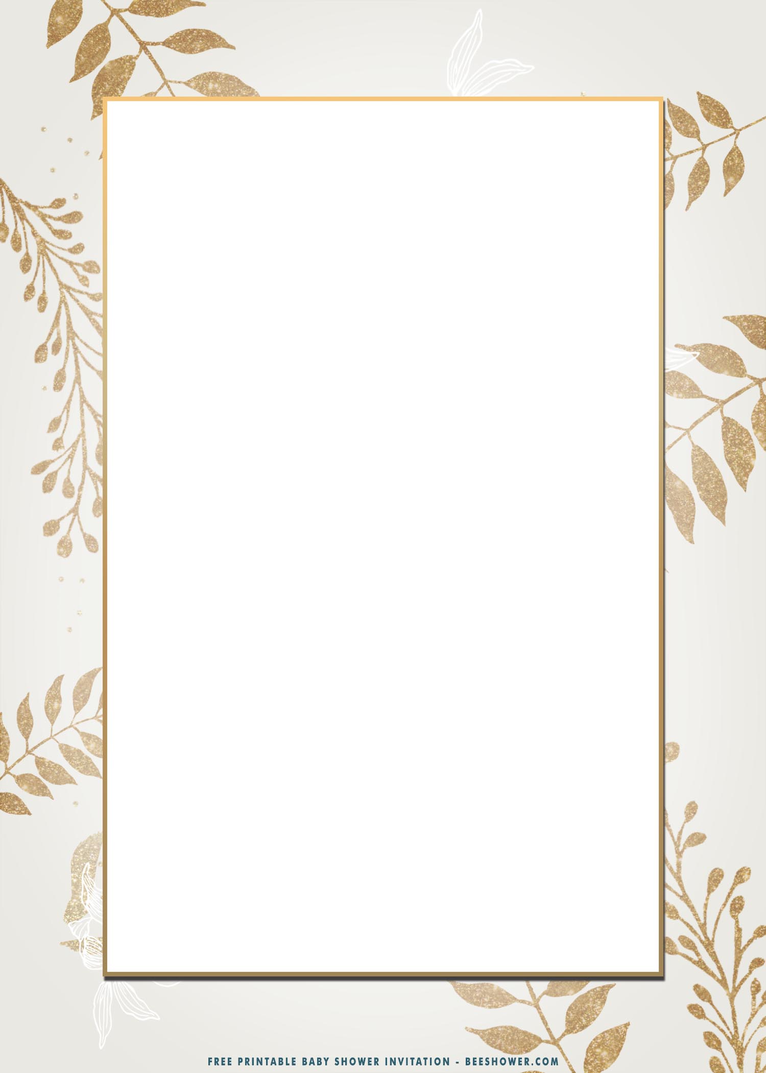 (FREE Printable) Modern Gold Frame Birthday Invitation Templates