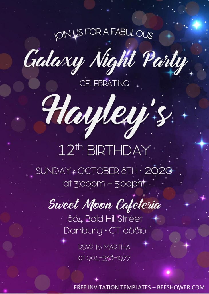 Free Printable Galaxy Party Invitations