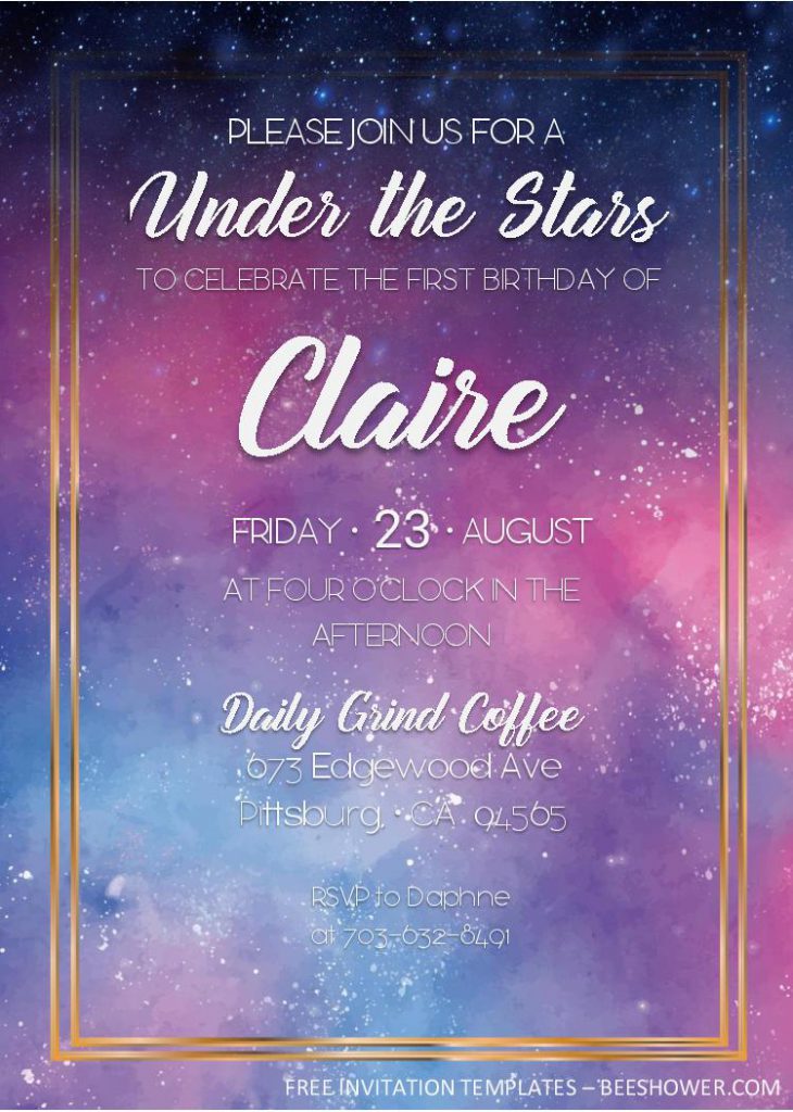 Galaxy Birthday Invitation Templates Editable With MS Word FREE Printable Baby Shower