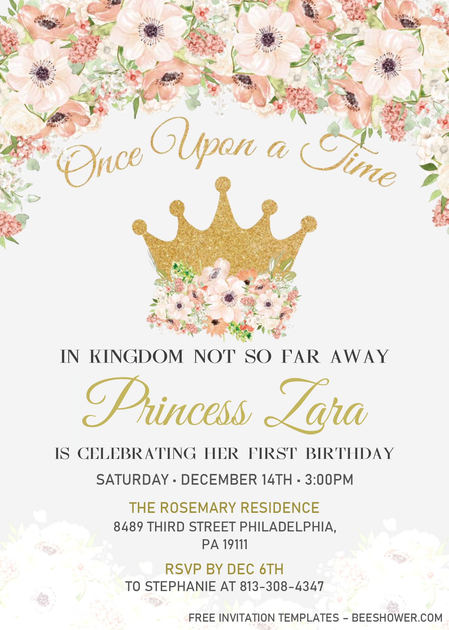 Princess Birthday Invitation Templates – Editable .Docx | FREE