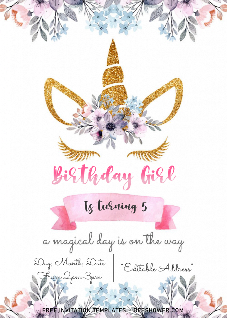 magical unicorn baby shower invitation templates