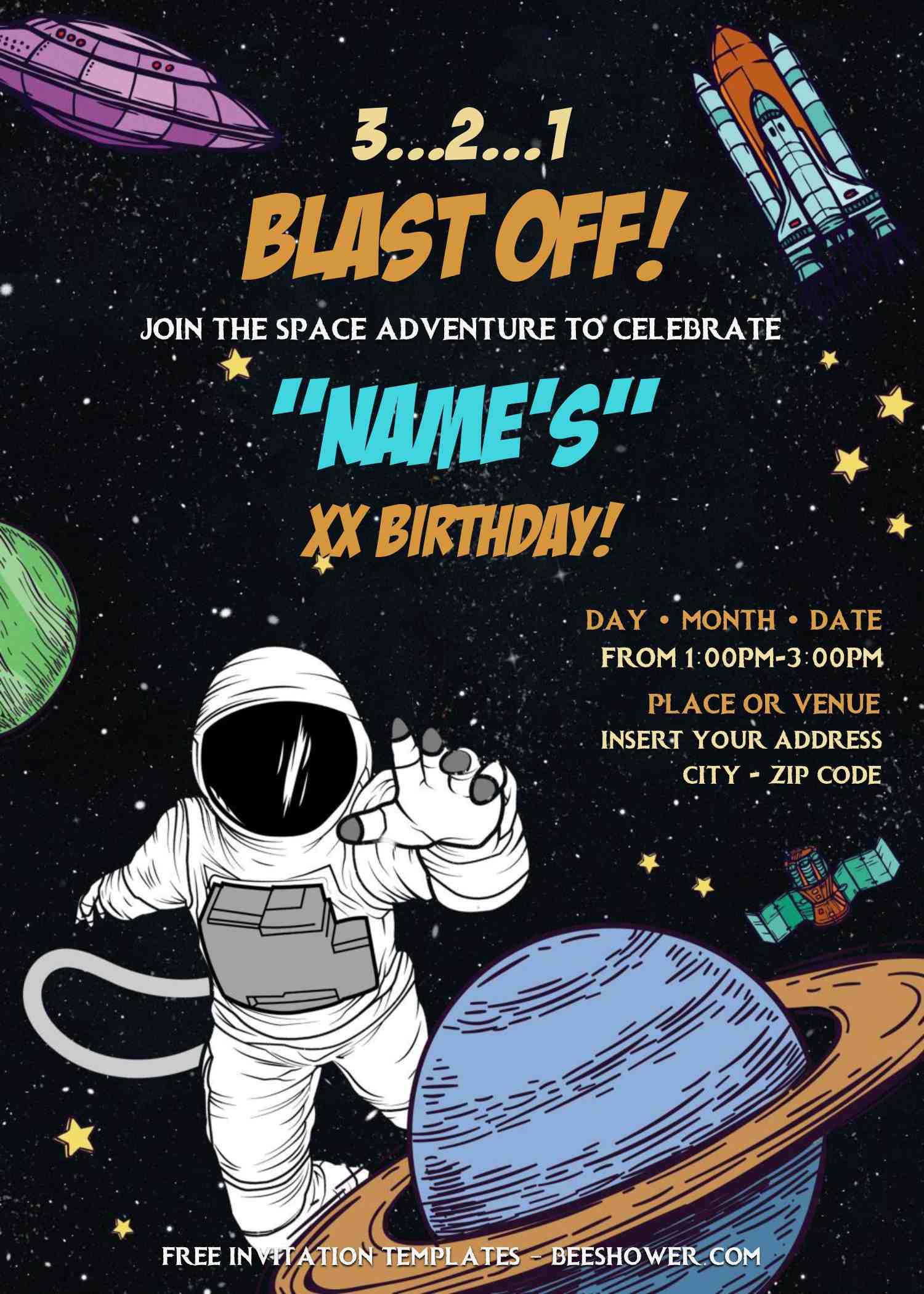 Free Astronaut Baby Shower Invitation Templates For Word | FREE