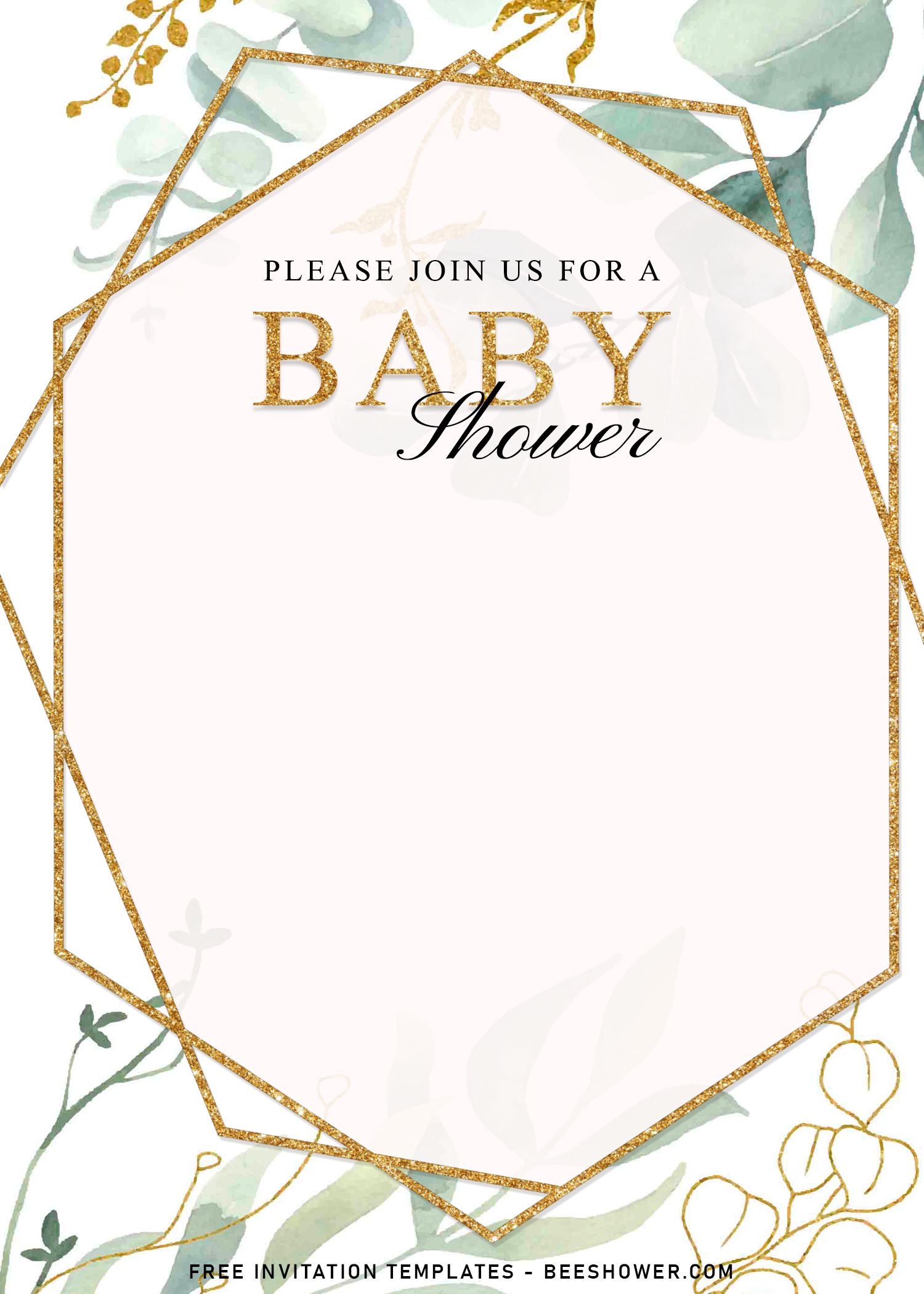 Blank Boho Baby Shower Invitation Template